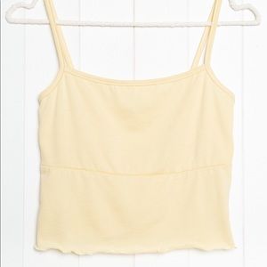 Brandy Melville Pale Yellow Ruffle Crop Tank Top